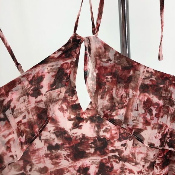 Chelsea28 Halter Open Shoulder Ruffle Print Dress size XL - Picture 5 of 14